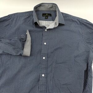 Bristol & Bull Mens L Dress Shirt Blue Pattern Business Flip Cuff Button Front